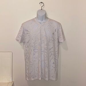 Men’s Mondo White Floral Embroidered V-Neck Tee